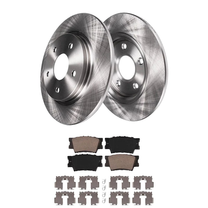 Rear Ceramic Brake Disc Brake Rotor Pad Hardware Set