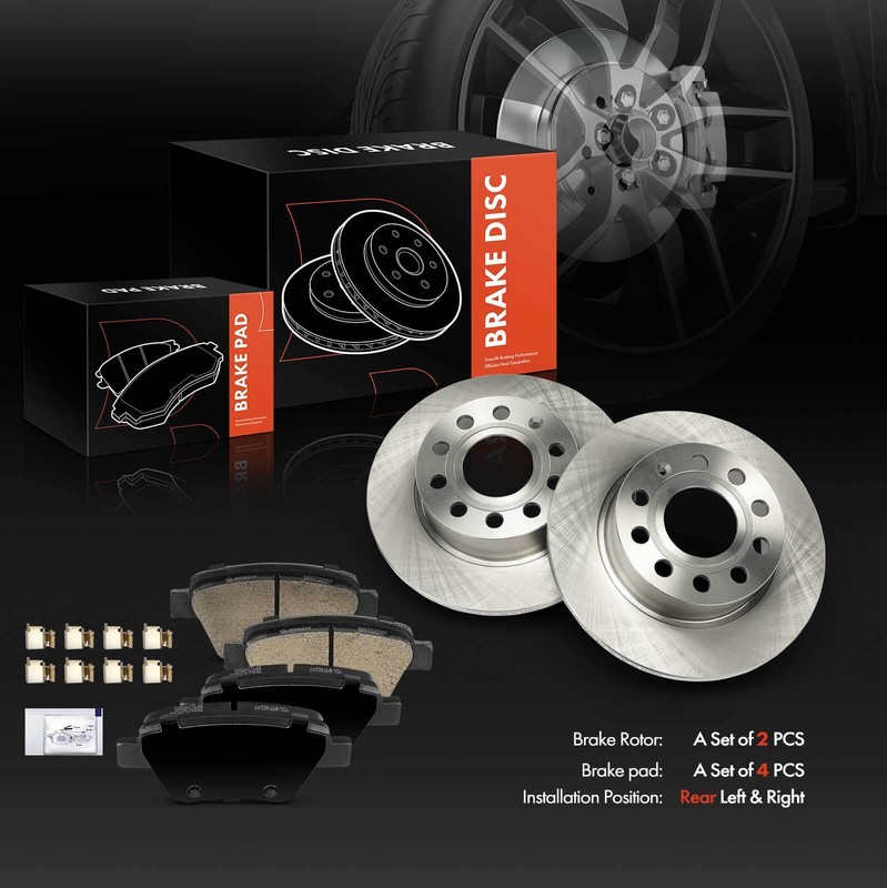 Rear Disc Brake Rotors & Ceramic Pads for Volkswagen Jetta Beetle Audi A3 11-13 gallery