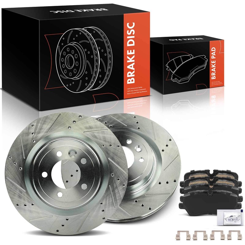 Rear Drilled Rotor&Ceramic Brake Pad for Land Rover Discovery Range Rover Sport