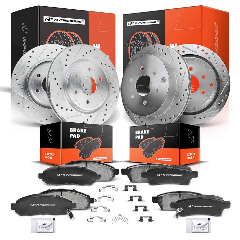 Front & Rear Drilled Rotor & Ceramic Brake Pad for Nissan Xterra Suzuki Equator