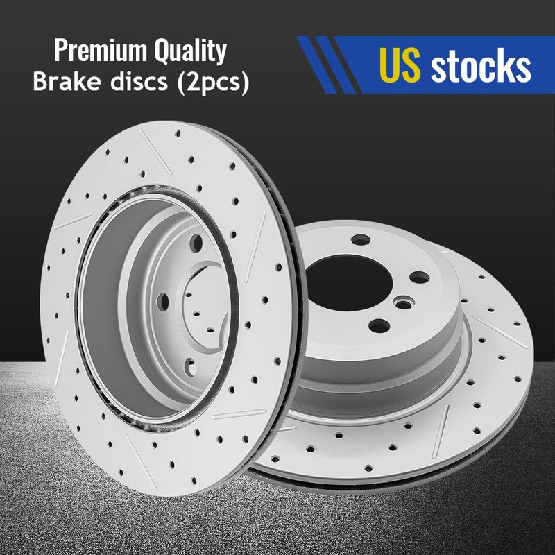 Rear Drilled Brake Disc Rotors For 2007 2008 2009 2010 2011-2019 BMW X5 BMW X6