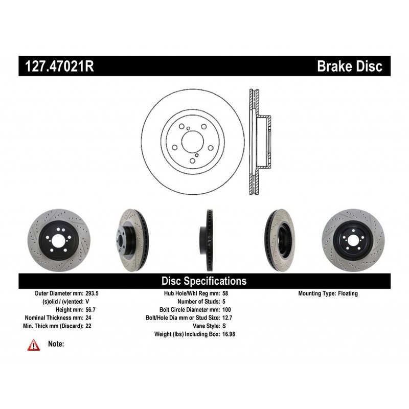 StopTech For Subaru Forester 2009 - 2018 Sport Slotted and Drilled Brake Rotor gallery