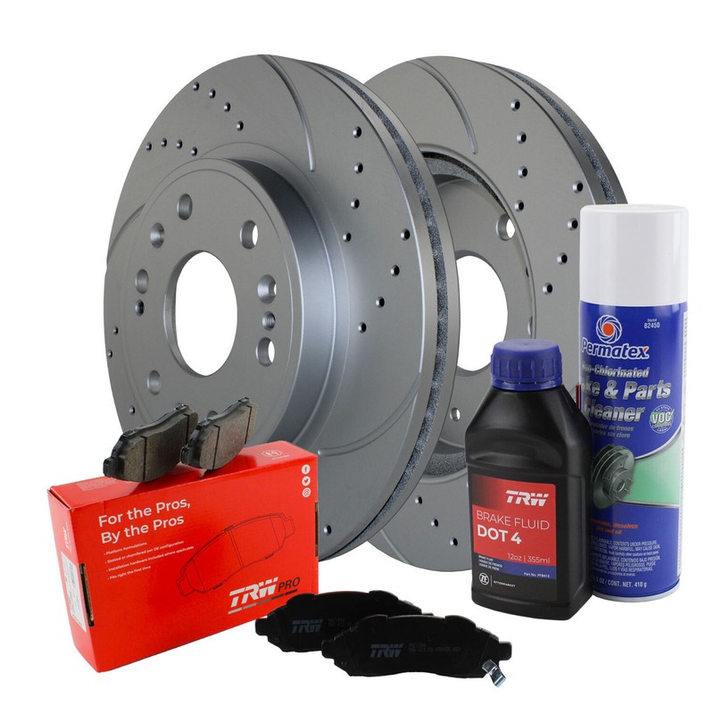 Front Brake Kit 330mm Drilled Disc Rotors TRW Ceramic Pad For Chevy Cadillac GMC