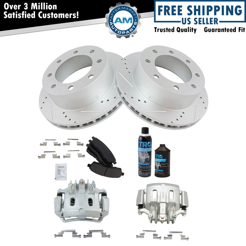 Rear Ceramic Pad Performance Coated Rotor & Calipers Kit w/Chemicals