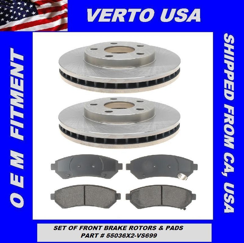 Front Brake Kit Rotors & Semi Metallic Pads With Shims 55036X2-VS699