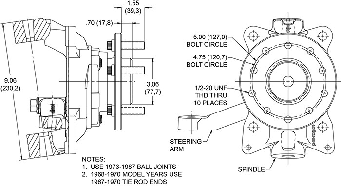 Wilwood 831-14201 Drop Pro Spindle Kit for 1963-1970 Chevrolet C10 / GMC C15 gallery