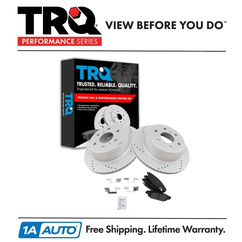 TRQ Rear Performance Brake Rotor & Ceramic Pad Kit for Chevy Truck SUV