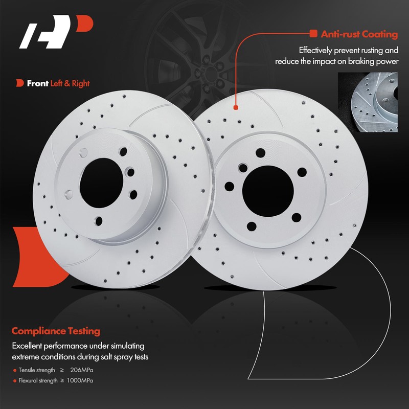 A-Premium Front Side Drilled Brake Rotor & Ceramic Pad for BMW 525i 525xi 528i gallery