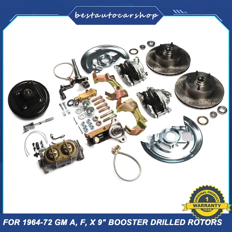Body Disc Brake Conversion Kit For 1964-72 GM A, F, X 9″ Booster Drilled Rotors