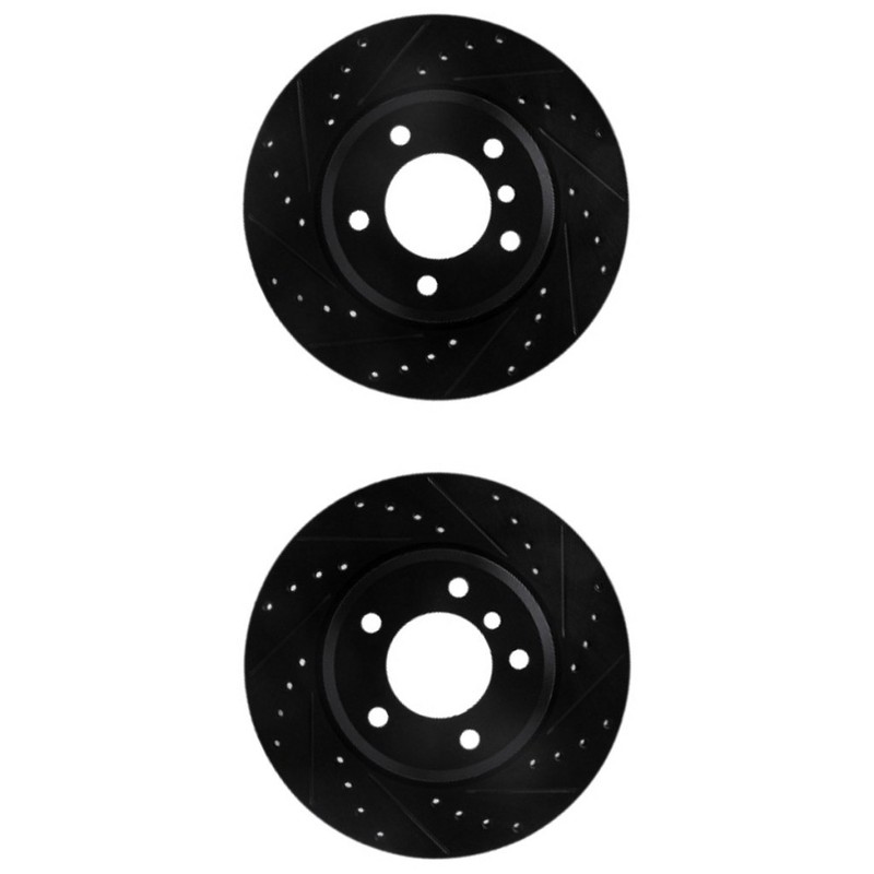 For BMW 325i/325xi 2001-2005 Rotor Set | Black | Drilled And Slotted Rotor Style gallery