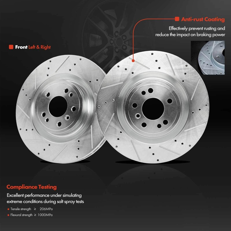 6Pcs Front Drilled Brake Rotor & Ceramic Brake Pad for Mercedes-Benz GL350 GL450 gallery