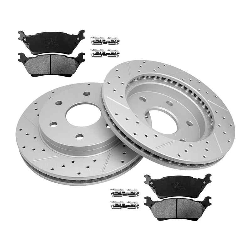 6 Lug Rear Drilled Rotors + Ceramic Brake Pads for 2012 2013 – 2020 Ford F-150