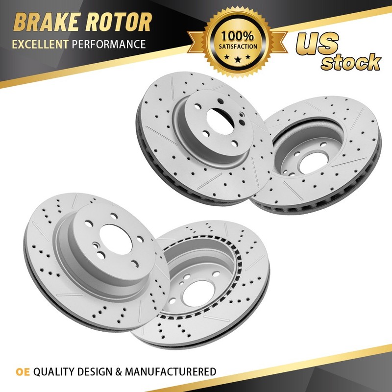 4Pcs Front Rear Drilled Brake Rotor for 2011-2013 Mercedes-Benz E350 Sedan Wagon