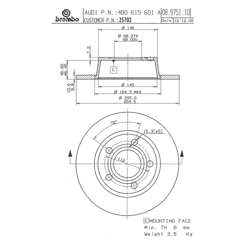 Brembo Solid Vented Brake Rotor gallery