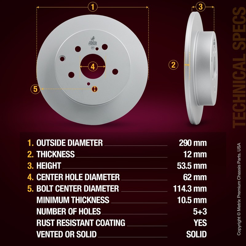 Rear Disc Brake Rotor for 2016-2020 Toyota Mirai 2012-2018 Toyota Prius V gallery