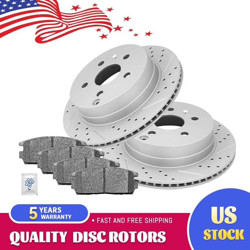 Rear Drilled Disc Rotors Brake Pads for 2010 – 2017 Chevy Equinox GMC Terrain