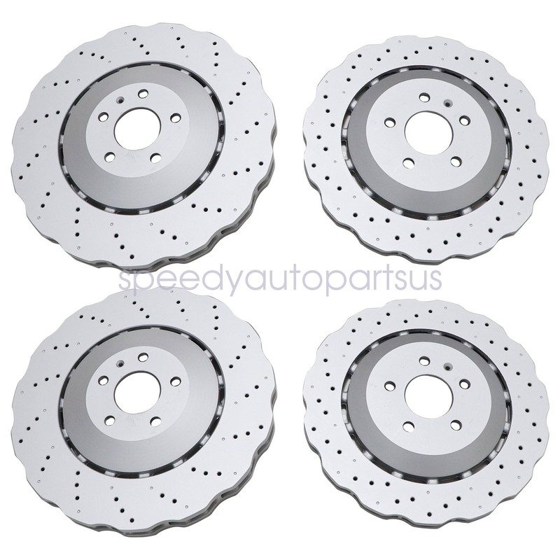 Front & Rear Vented Drilled Dimpled Disc Brake Rotors For RS7 2014 2015 2016 gallery