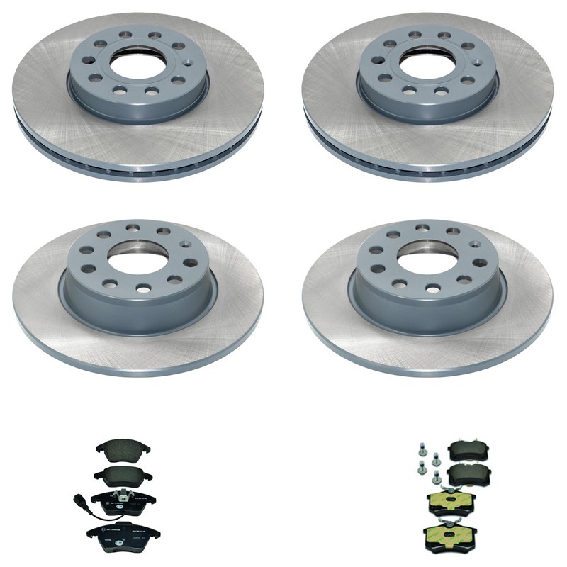DuraGo Front Rear Rotor Hella Low-Met Brake Pad Kit for VW Beetle Golf Jetta FI