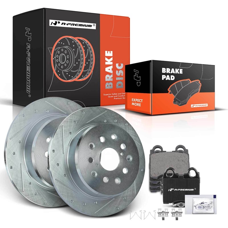 Drilled Rotors & Ceramic Brake Pads Rear for Lexus GS300 GS400 GS430 IS300 SC430