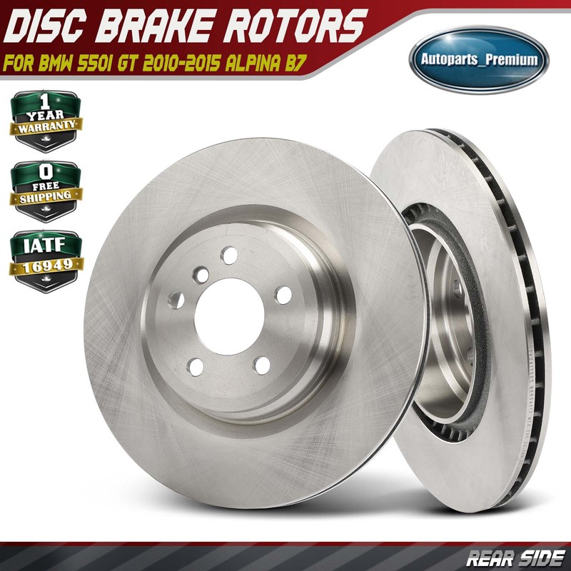 2Pcs Rear Side Disc Brake Rotors for BMW 550i GT 2010-2015 Alpina B7 750Li 760Li