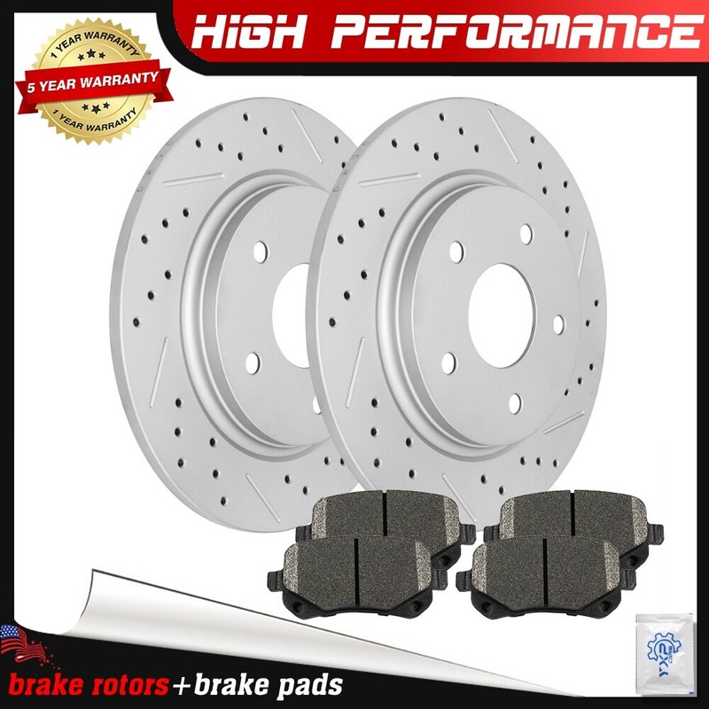 Rear Brake Rotors + Ceramic Brakes Pads for Chrysler Town & Country Journey