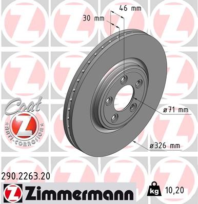 Zimmermann 290.2263.20 Brake Disc for Jaguar
