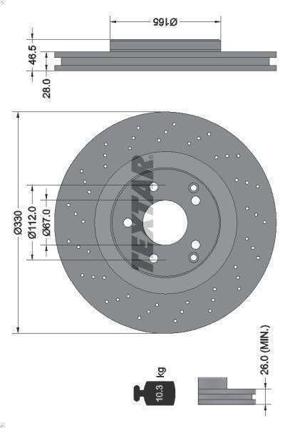 1X Brake Disc Textar 92119805 for Mercedes-Benz SLK (R171) 3 2005-2011 gallery