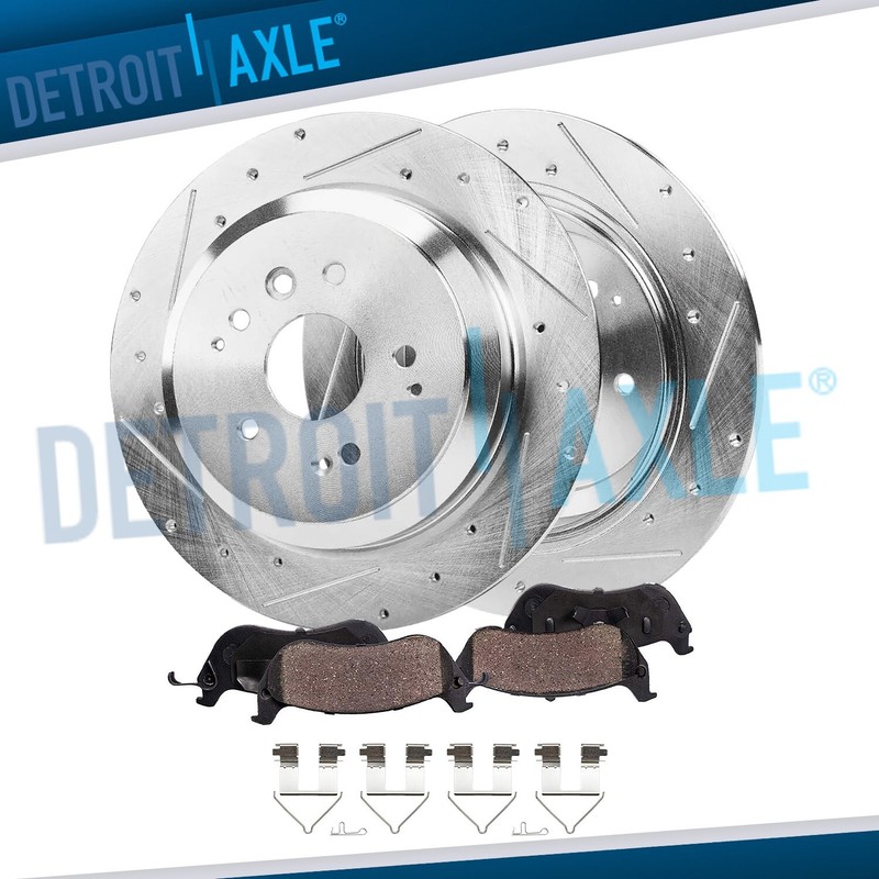 Rear Drilled Slotted Brake Rotors Brake Pads Kit for 2014 2015 2016 Acura MDX