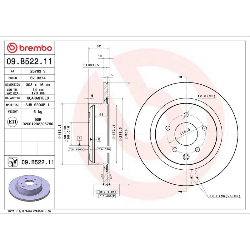 Brembo Rear Disc Brake Rotor for 2010 Infiniti M45 gallery