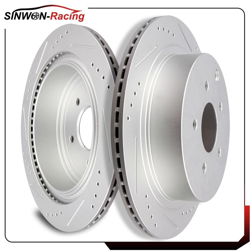 Rear Brake Rotors Drilled & Slot For 14 15 16 17 Infiniti Q50 Hybrid 3.5
