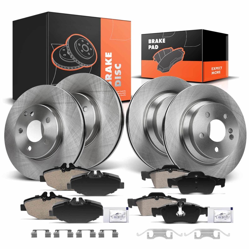 Front & Rear Brake Rotors & Brake Pads for Mercedes-Benz E320 W211 03-05 E350