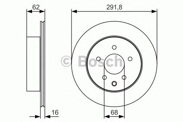Bosch Brake Disc Rear Diameter 291.8mm 68mm Vented 16mm 0986479S31