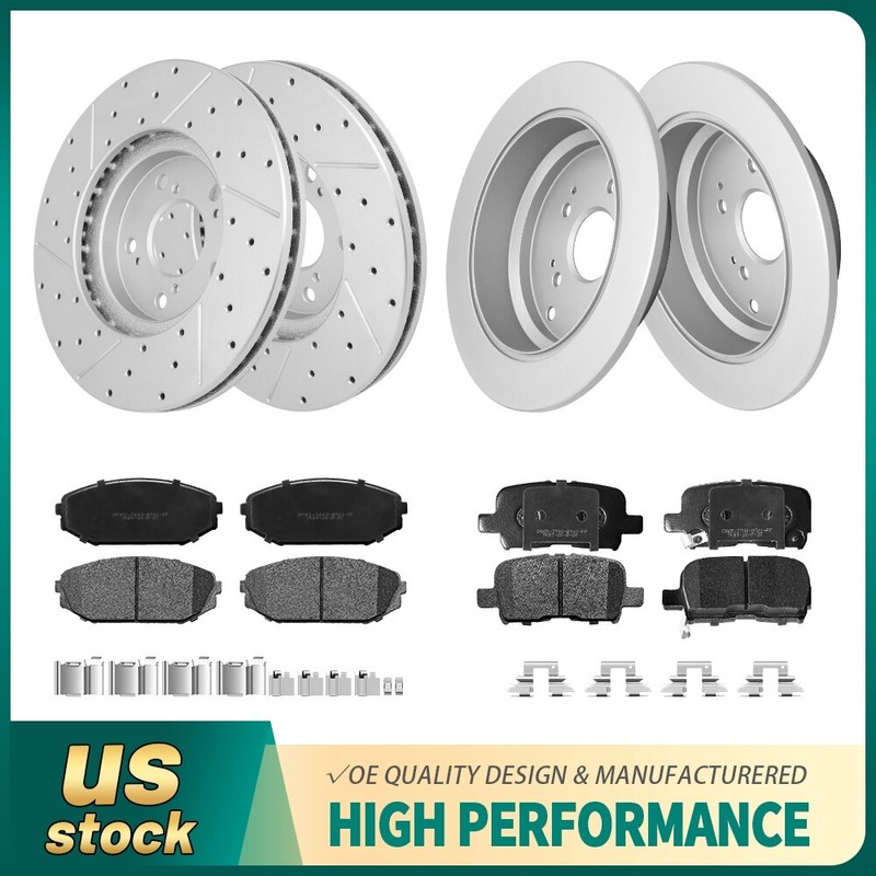 Front Rear Disc Rotors+Ceramic Brake Pads for 2002 2003 2004 Honda Odyssey 3.5L