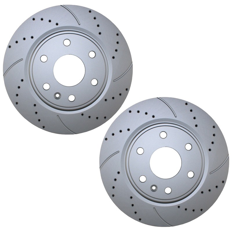 Bison Performance Set Front Coat Drilled 325mm Brake Rotors for Chevy GMC Saturn