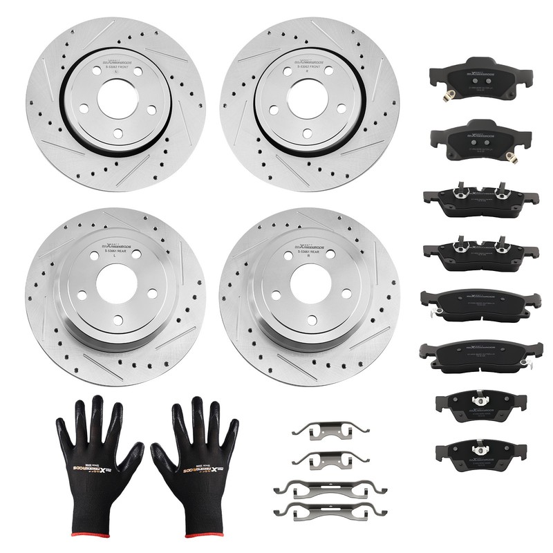 Front Rear Brake Rotors+Ceramic Brake Pads Kit for Jeep Grand Cherokee 2011-2018