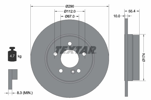 2X 92072703 Textar Brake Disc for Mercedes Benz