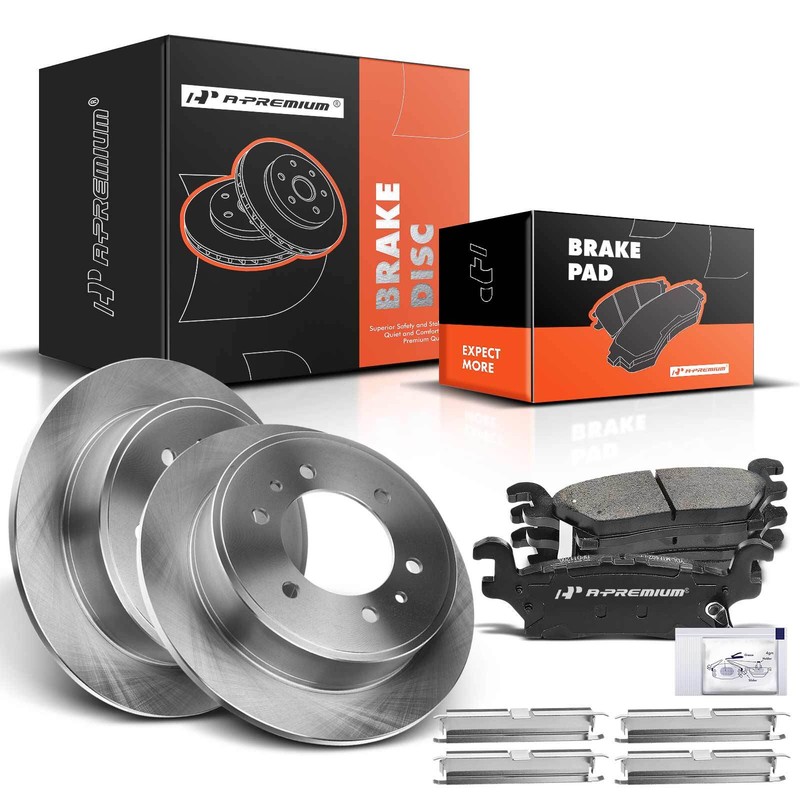 A-Premium Rear Side Disc Brake Rotors & Ceramic Pad for Hummer H3 2006-2010 H3T