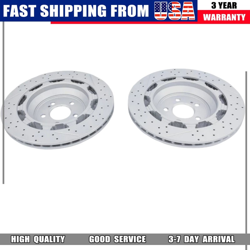Pair Rear Brake Rotors A2224232012 Fits Mercedes W222 S650 S63 S65 AMG 2014-2020 gallery