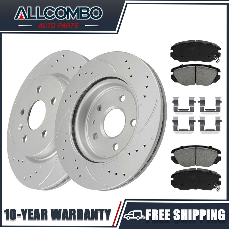 Front Drilled Brake Rotors + Ceramic Brake Pads for GMC Terrain Chevy Impala