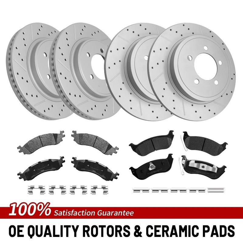 Front Rear Drilled Rotor Pad For Ford Explorer/ Explorer Sport Trac Mountaineer