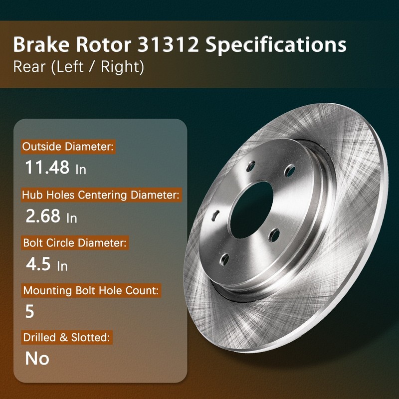 Rear Disc Brake Rotors Solid for 2002 - 2021 Nissan Altima 2004 - 2008 Maxima gallery