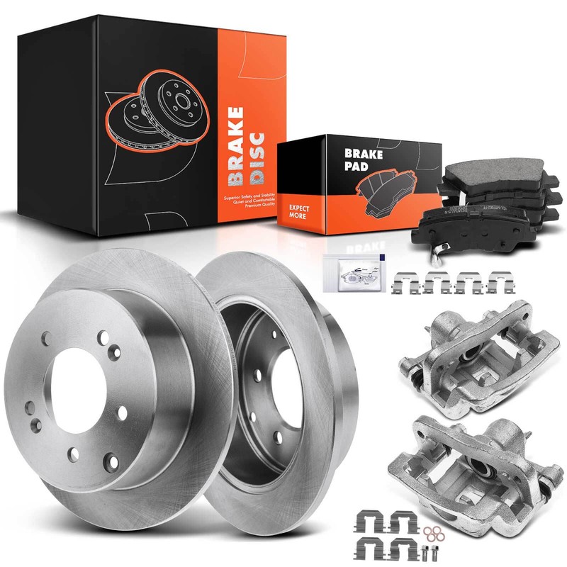 Disc Brake Rotor & Pad + Brake Caliper for Kia Soul 2010-2013 L4 1.6L 2.0L Rear