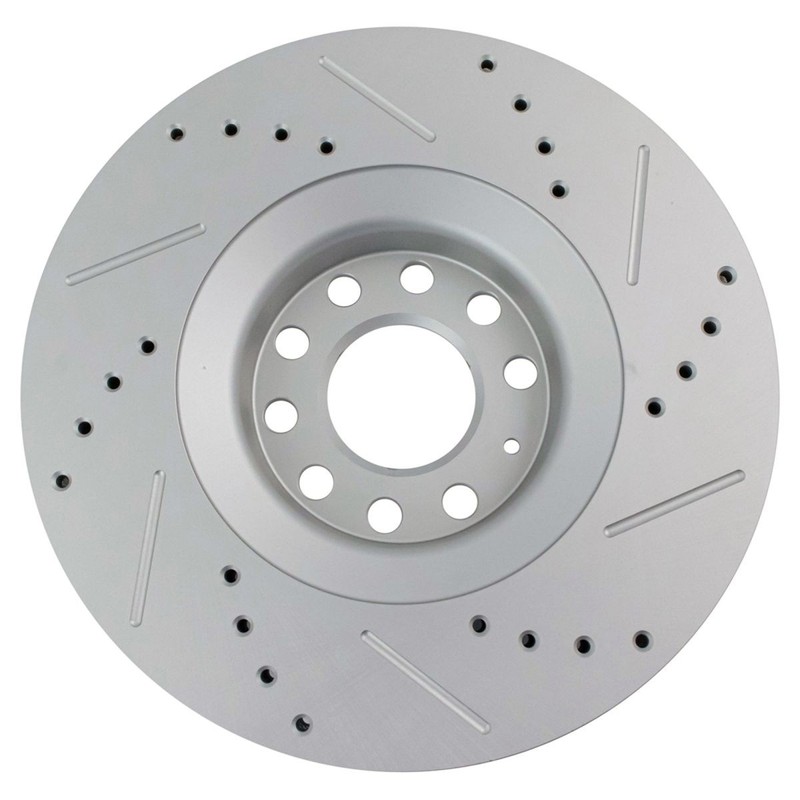 Performance Brake Rotor Drilled Slotted Front G-Coated Pair for Audi gallery