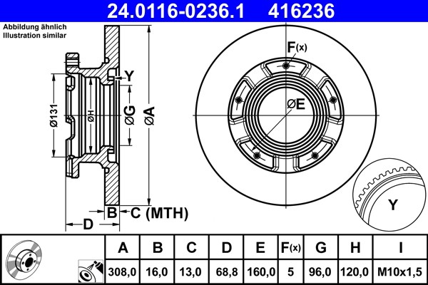 ATE 24.0116-0236.1 Brake Disc for Ford
