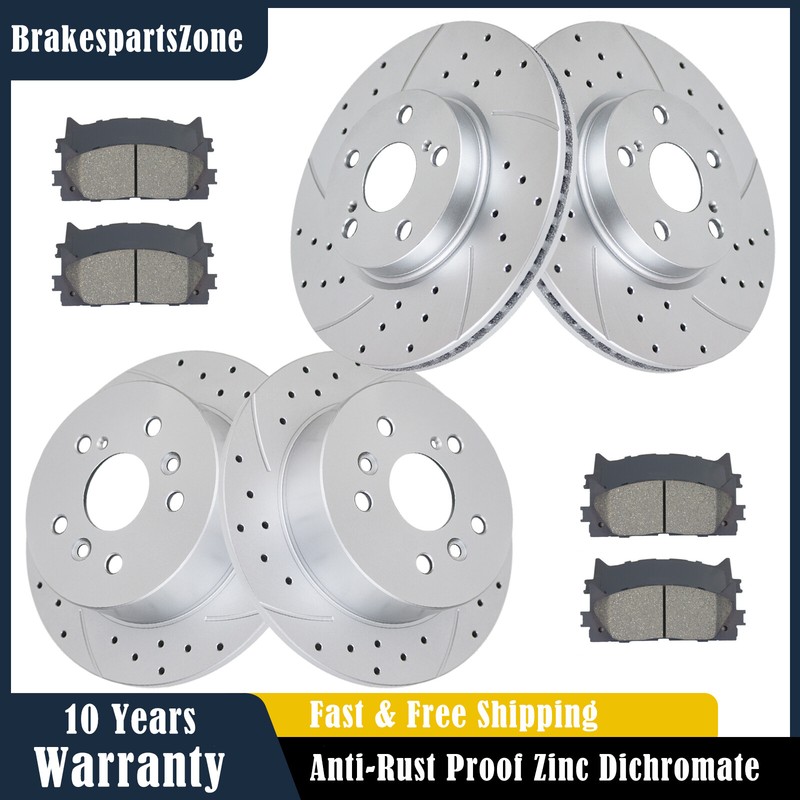 Front and Rear Brake Rotors Pads for Mazda 6 2006 2007-2013 Ford Fusion Drilled