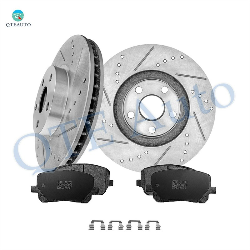 6 Front 275 Drilled Brake Rotors-D923 7824 Brake Pad For 2003-2008 Toyota Matrix