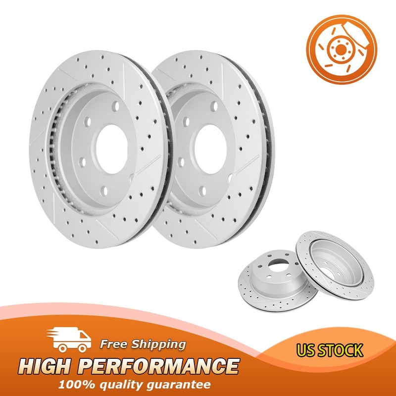 Front Rear Drilled Brake Rotors for Silverado Sierra 1500 HD Tahoe Yukon Astro