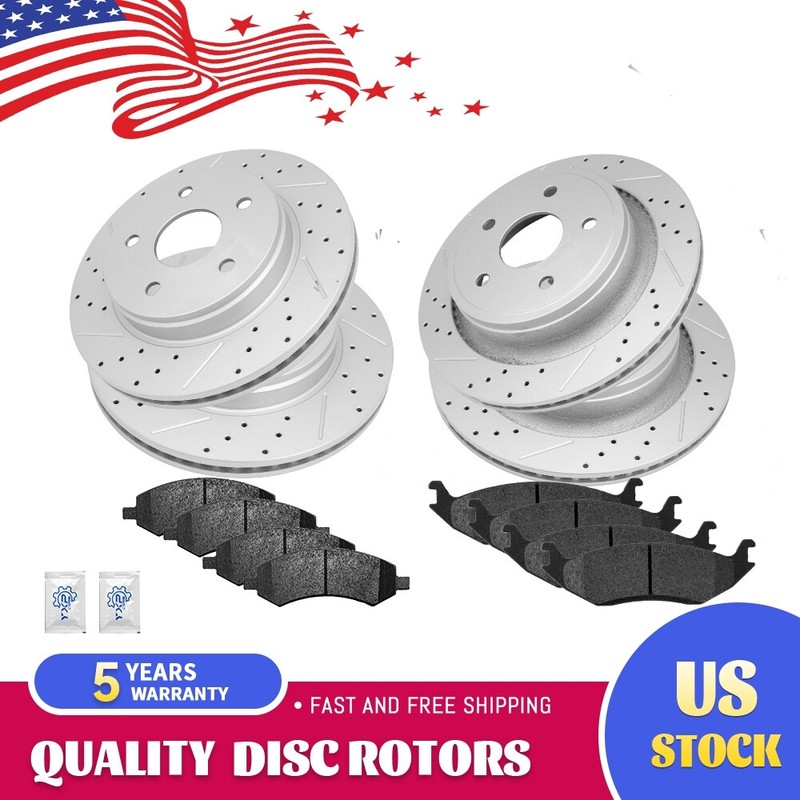 Front & Rear Brake Rotors Brake Pads for Dodge RAM 1500 Durango Chrysler Aspen