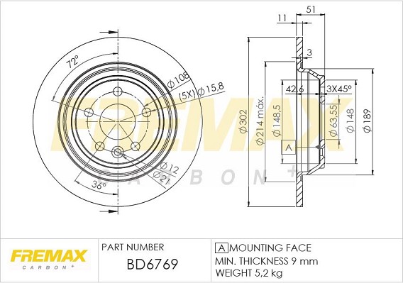 Fremax BD-6769 Brake Disc for Ford, Land Rover