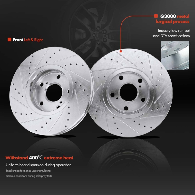 Front Drilled Brake Rotors & Ceramic Pads for Toyota Highlander 2001 2002-2007 gallery